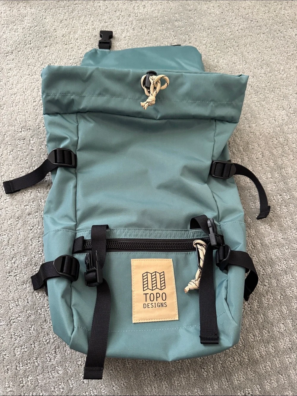 Topo Designs Mint Green Roll-Top Backpack